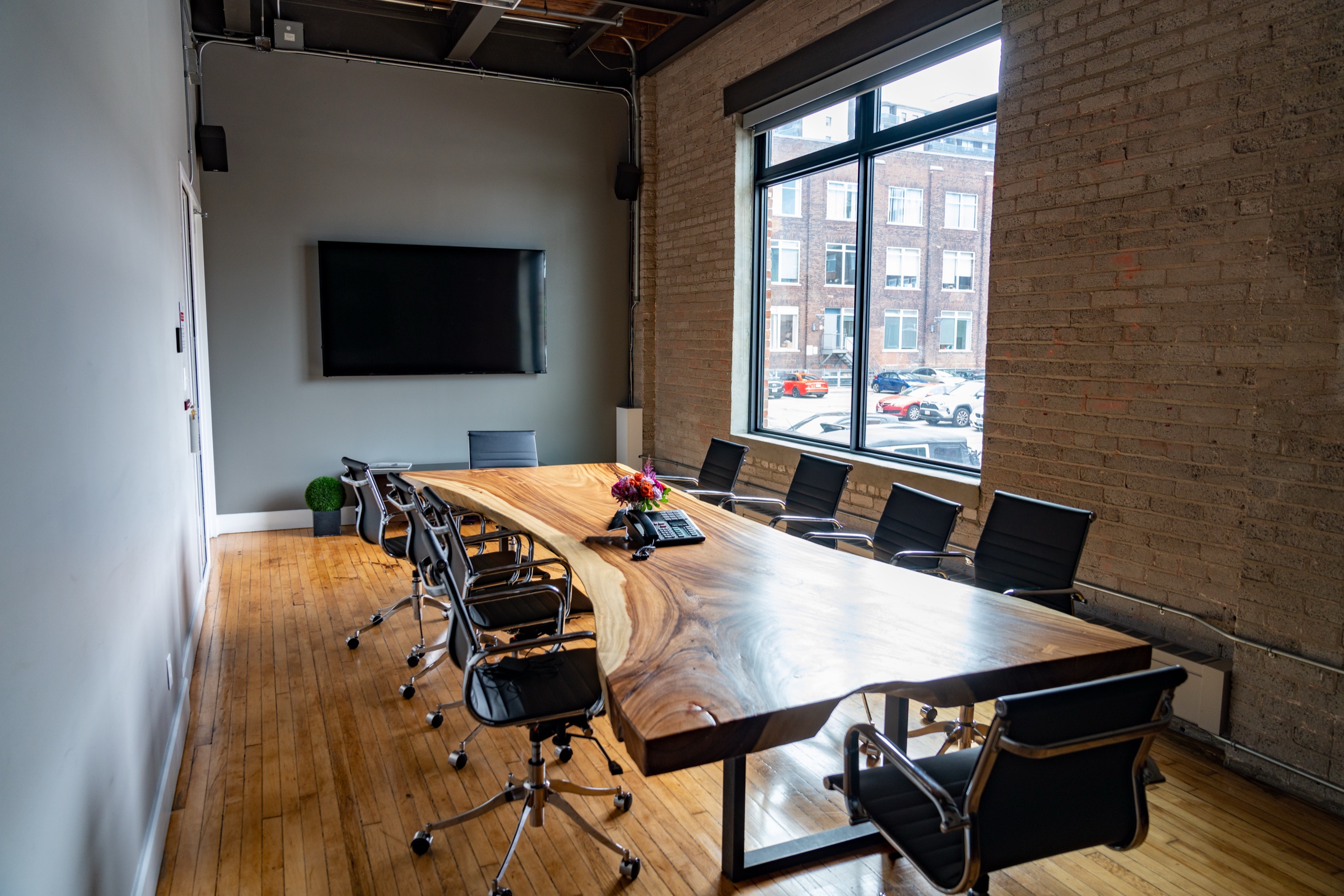 The shared boardroom, seating up to fourteen