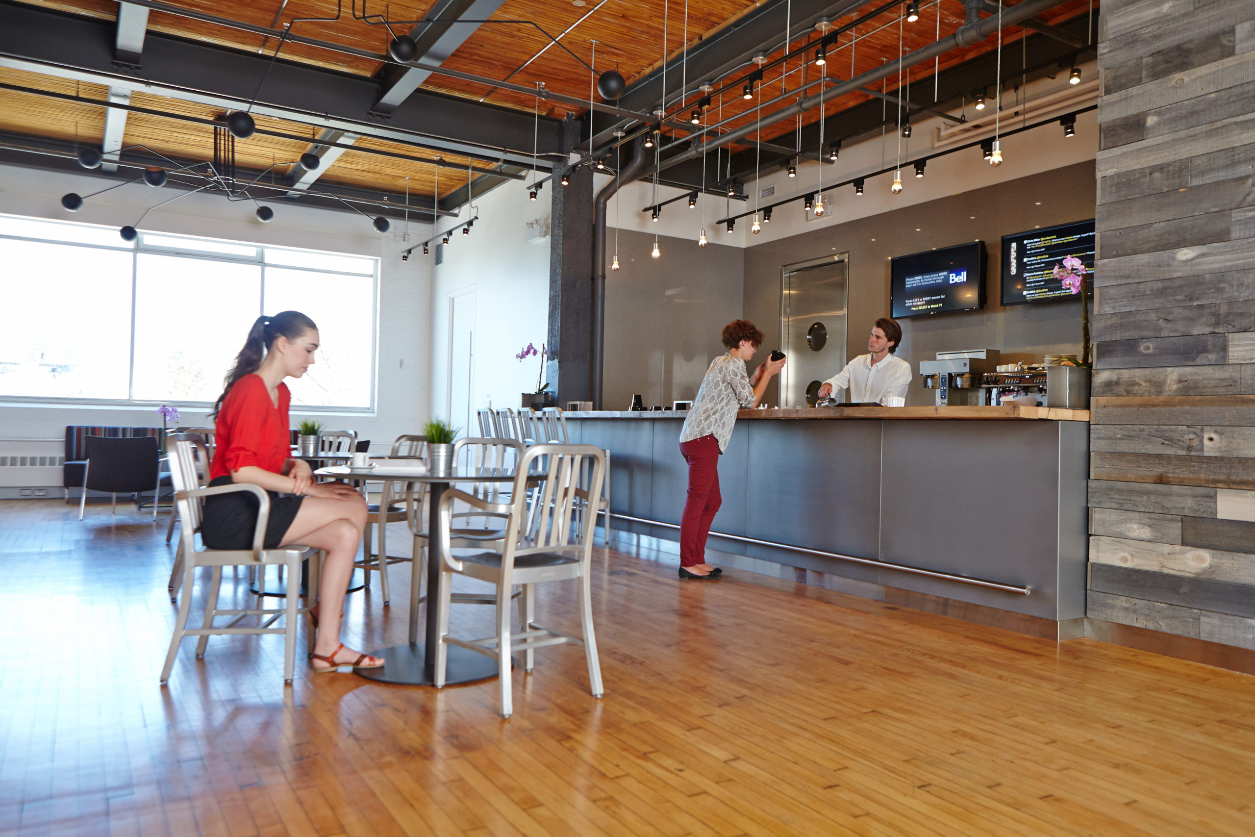 The ground floor common area and café seating